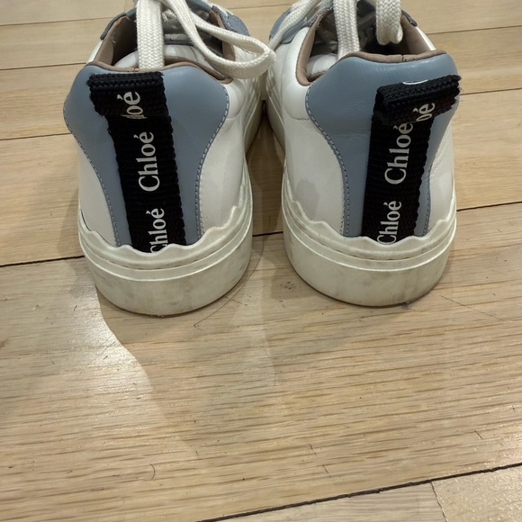 CHLOE LAUREN Leather Sneakers with Pale Blue - Picture 2 of 4